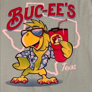 Buc-ee's Men's Short Sleeve Graphic Tee in Light Green Texas Vacation